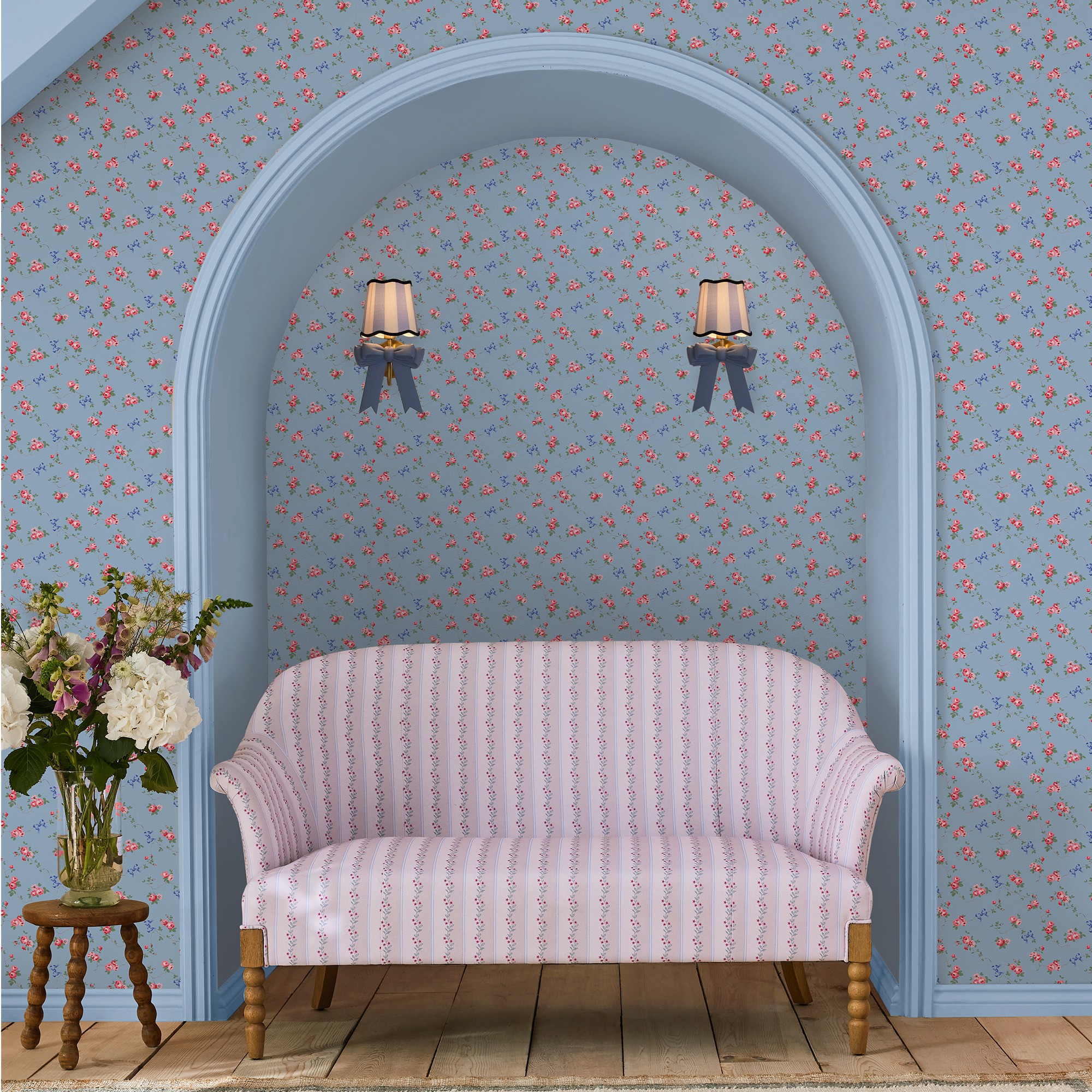 Rose And Bows Wallpaper 125513 By Cath Kidston In Blue